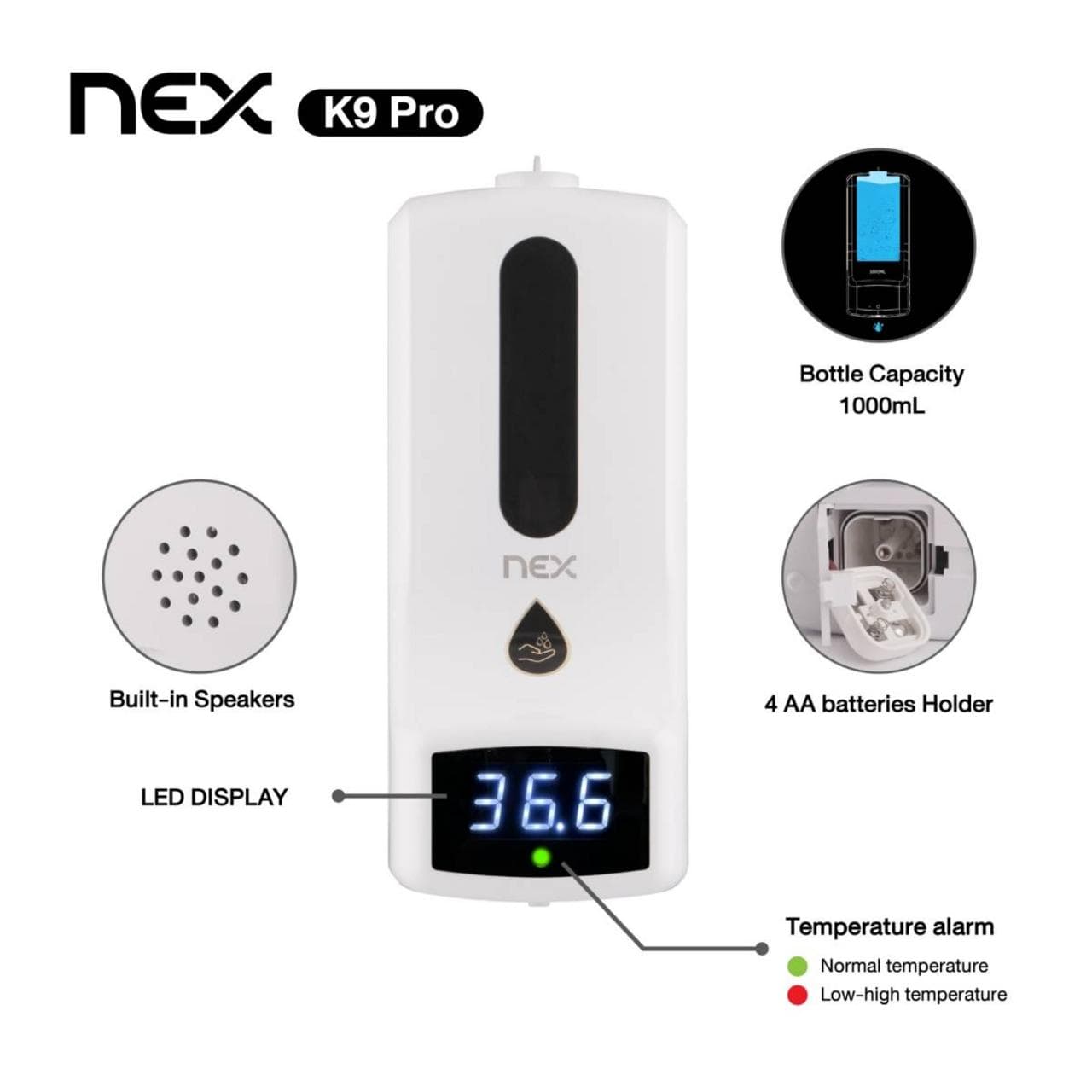 2-1 Alcohol Dispenser & Med. Thermometer K9 Pro